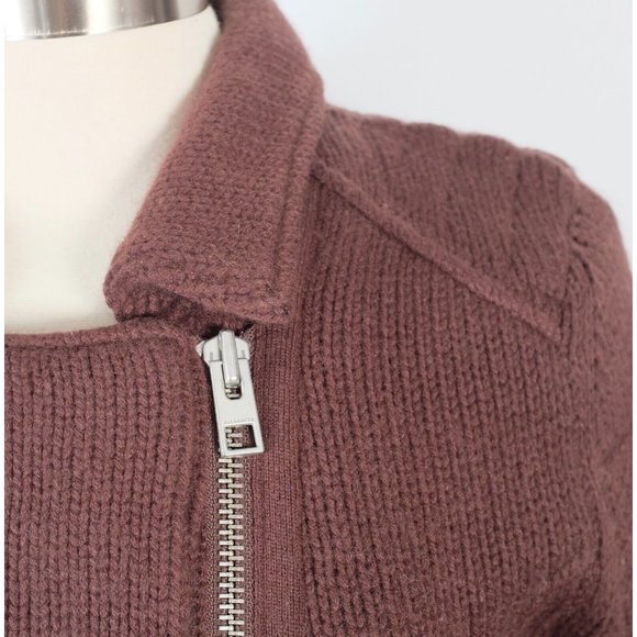 AllSaints US 8 jacket 100% cashmere biker mocha brown sweater - Picture 10 of 14